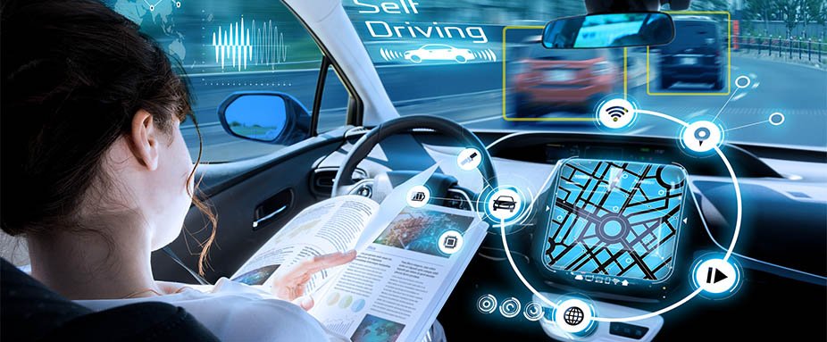 Abstract Visual Image Of Vehicle Cockpit And Screen, car electronics - automotive technology.